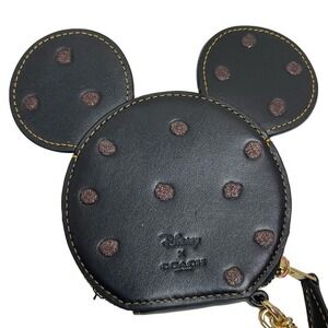 Disney x Coach Collab Mickey‎ Mouse Coin Zip Purse Black Glitter Dots